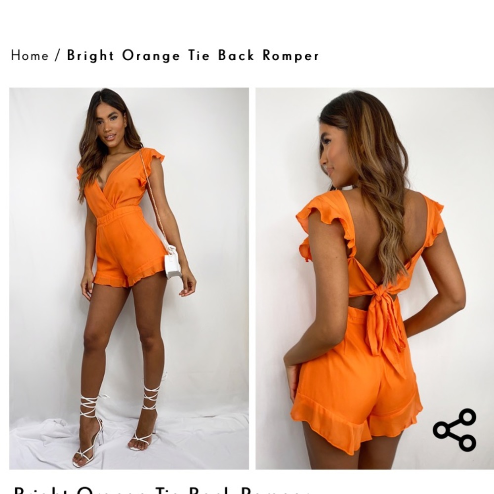 Bright orange tie back romper